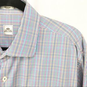 Peter Millar Tattersall Button Up Dress Shirt, XL